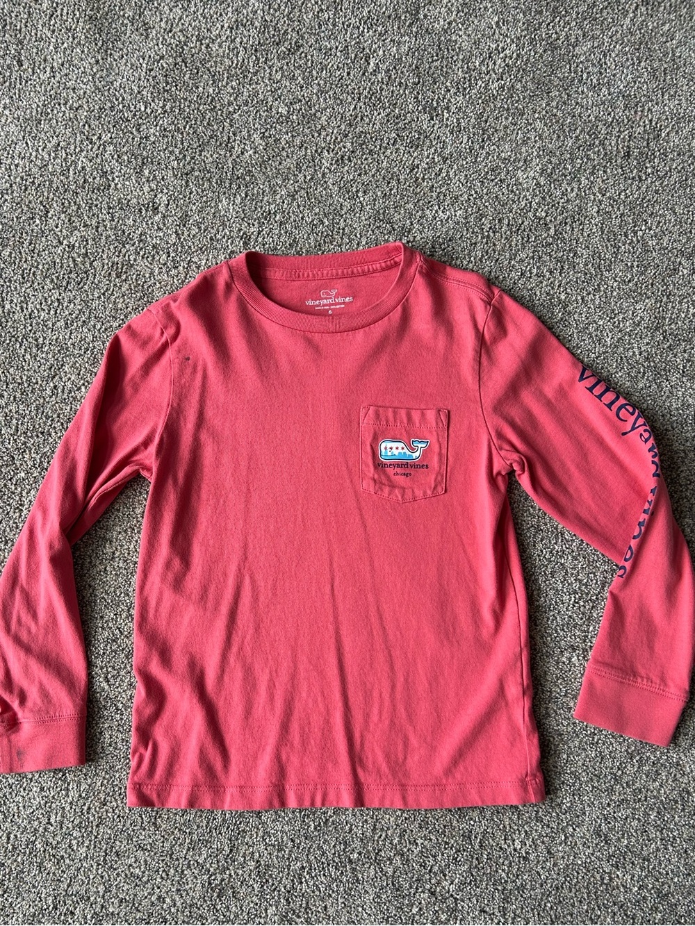 Vineyard Vines Chicago Kids Coral Long-Sleeve Pocket Tee
